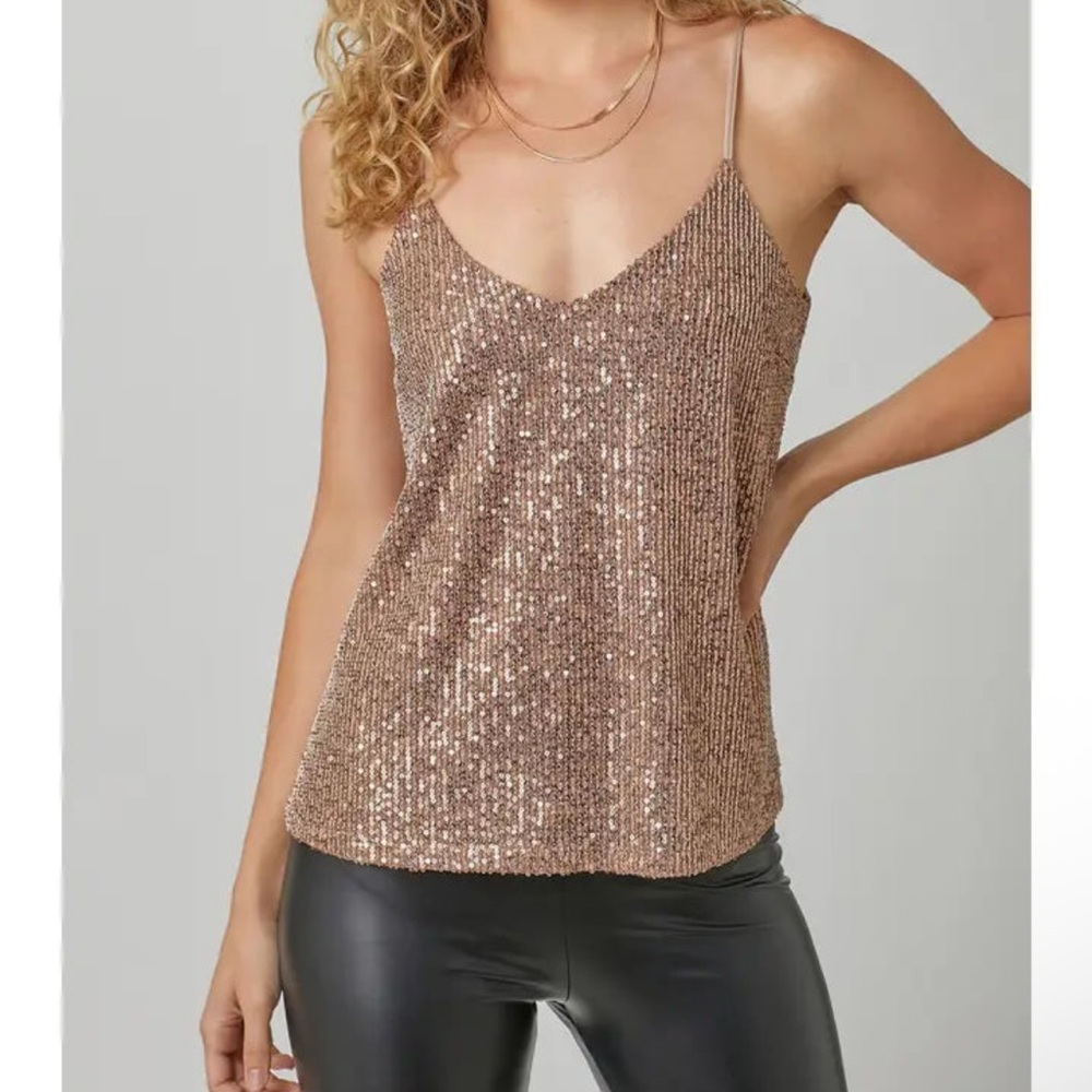Sequin Spaghetti Strap Tank Top Mystree NWT  Size Small - Picture 3 of 12